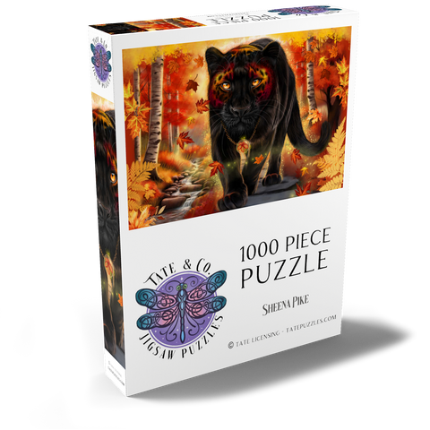 Darstellung des Puzzle Motivs Herbstwächter Panther - Sheena Pike Autumn Guardian Panther - Sheena Pike 1000 Puzzle Schachtel Ansicht2