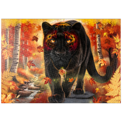 Darstellung des Puzzle Motivs Herbstwächter Panther - Sheena Pike puzzleplate Autumn Guardian Panther - Sheena Pike 1000 Puzzle