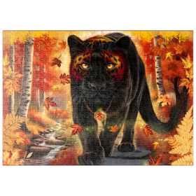 Darstellung des Puzzle Motivs Herbstwächter Panther - Sheena Pike - Puzzleteile: 500