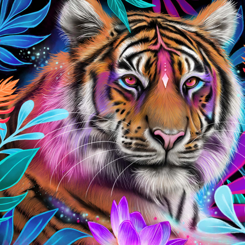 Darstellung des Puzzle Motivs Lotus-Traum-Tiger - Sheena Pike Lotus Dream Tiger - Sheena Pike 1000 Puzzle 3D Modell