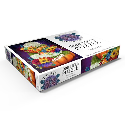 Darstellung des Puzzle Motivs Indigo-Herbst-Kürbis-Stapel - Sheena Pike Indigo Autumn Pumpkin Stack - Sheena Pike 1000 Puzzle Schachtel Ansicht1
