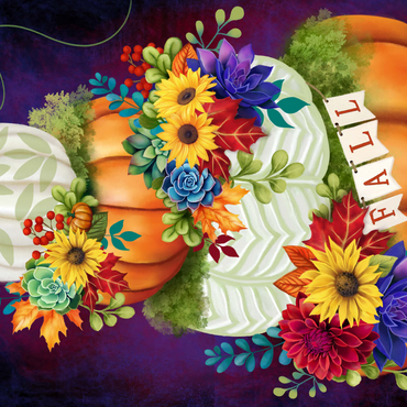 Darstellung des Puzzle Motivs Indigo Autumn Pumpkin Stack - Sheena Pike 1000 Puzzle 3D Modell