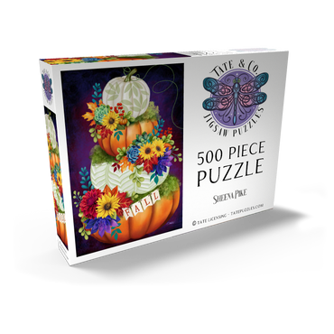 Darstellung des Puzzle Motivs Indigo Autumn Pumpkin Stack - Sheena Pike 500 Puzzle Schachtel Ansicht2