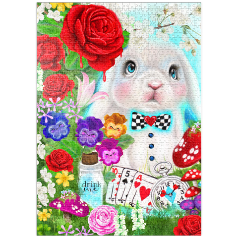 Darstellung des Puzzle Motivs Das weiße Kaninchen - Sheena Pike puzzleplate The White Rabbit - Sheena Pike 1000 Puzzle