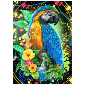 Darstellung des Puzzle-Motivs Blauer Ara Tiergeist - Sheena Pike – Puzzleteile: 1000