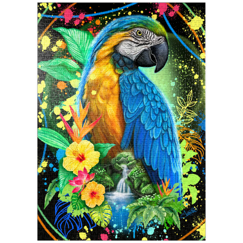 Darstellung des Puzzle Motivs Blauer Ara Tiergeist - Sheena Pike puzzleplate Blue Macaw Animal Spirit - Sheena Pike 1000 Puzzle