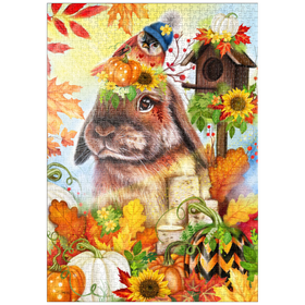 Darstellung des Puzzle-Motivs Herbstgrüße Hase - Sheena Pike – Puzzleteile: 1000