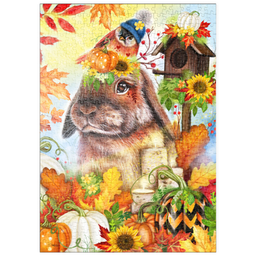 Darstellung des Puzzle Motivs puzzleplate Autumn Greetings Bunny - Sheena Pike 500 Puzzle