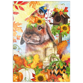 Darstellung des Puzzle Motivs Herbstgrüße Hase - Sheena Pike - Puzzleteile: 500