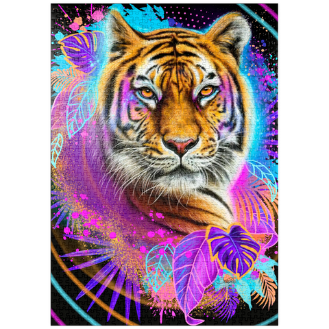 Darstellung des Puzzle Motivs Neon-Tiger-Tiergeist - Sheena Pike puzzleplate Neon Tiger Animal Spirit - Sheena Pike 1000 Puzzle