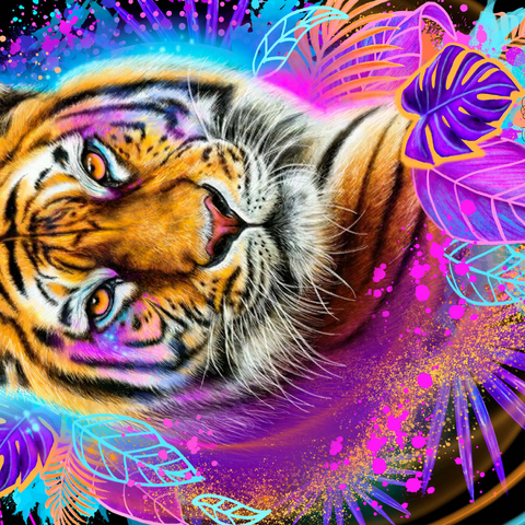 Darstellung des Puzzle Motivs Neon-Tiger-Tiergeist - Sheena Pike Neon Tiger Animal Spirit - Sheena Pike 1000 Puzzle 3D Modell