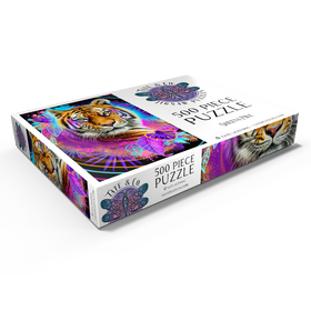 Darstellung des Puzzle Motivs Neon-Tiger-Tiergeist - Sheena Pike - Puzzleteile: 500