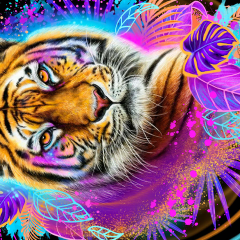 Darstellung des Puzzle Motivs Neon-Tiger-Tiergeist - Sheena Pike Neon Tiger Animal Spirit - Sheena Pike 500 Puzzle 3D Modell