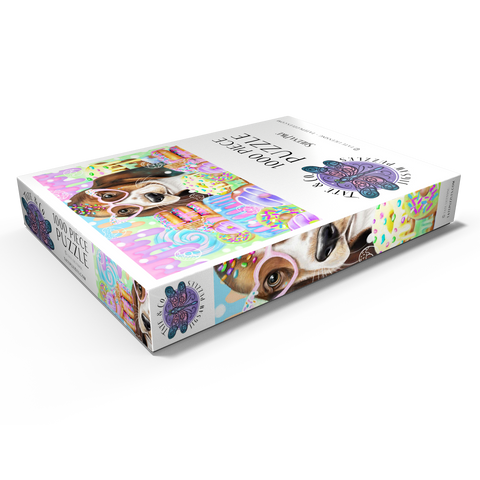 Darstellung des Puzzle Motivs Donut-Süße Hündin - Sheena Pike Donut Sweetie Hound Puppy - Sheena Pike 1000 Puzzle Schachtel Ansicht1