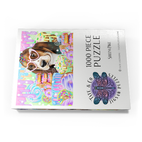Darstellung des Puzzle Motivs Donut-Süße Hündin - Sheena Pike Donut Sweetie Hound Puppy - Sheena Pike 1000 Puzzle Schachtel Ansicht3