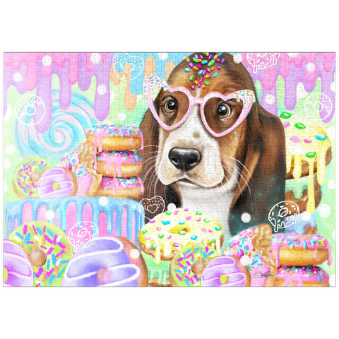 Darstellung des Puzzle Motivs Donut-Süße Hündin - Sheena Pike puzzleplate Donut Sweetie Hound Puppy - Sheena Pike 1000 Puzzle