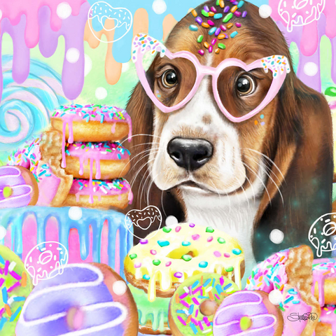 Darstellung des Puzzle Motivs Donut-Süße Hündin - Sheena Pike Donut Sweetie Hound Puppy - Sheena Pike 1000 Puzzle 3D Modell