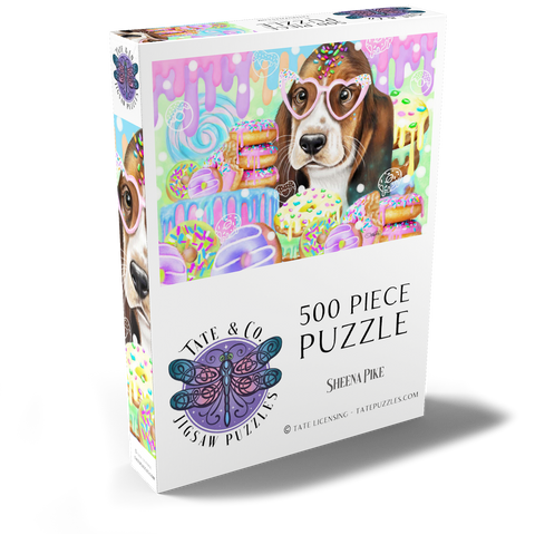 Darstellung des Puzzle Motivs Donut-Süße Hündin - Sheena Pike Donut Sweetie Hound Puppy - Sheena Pike 500 Puzzle Schachtel Ansicht2