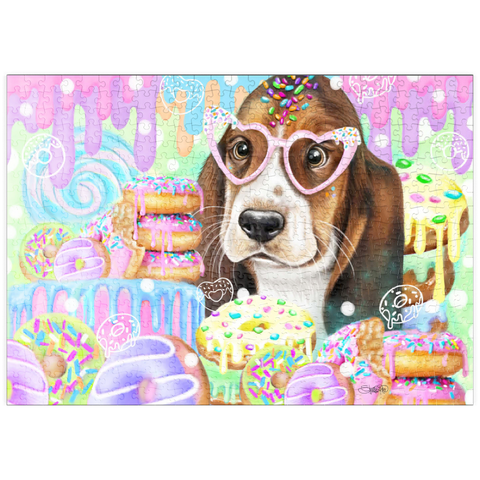Darstellung des Puzzle Motivs Donut-Süße Hündin - Sheena Pike puzzleplate Donut Sweetie Hound Puppy - Sheena Pike 500 Puzzle