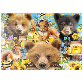 Darstellung des Puzzle-Motivs Bienen und Honigbären - Sheena Pike – Puzzleteile: 1000