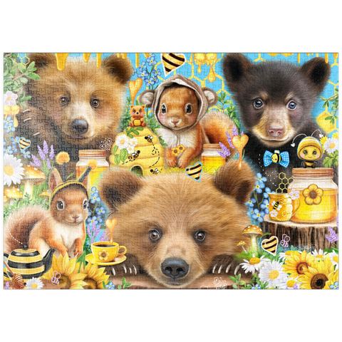 Darstellung des Puzzle Motivs Bienen und Honigbären - Sheena Pike puzzleplate Bees and Honey Bears - Sheena Pike 1000 Puzzle
