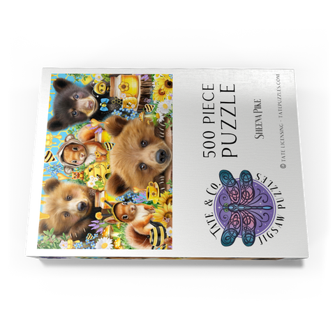 Darstellung des Puzzle Motivs Bienen und Honigbären - Sheena Pike Bees and Honey Bears - Sheena Pike 500 Puzzle Schachtel Ansicht3