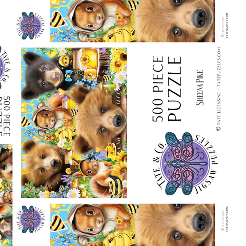 Darstellung des Puzzle Motivs Bienen und Honigbären - Sheena Pike Bees and Honey Bears - Sheena Pike 500 Puzzle Schachtel 3D Modell