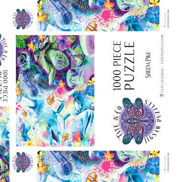 Darstellung des Puzzle Motivs Magical Dolphins and Turtles - Sheena Pike 1000 Puzzle Schachtel 3D Modell