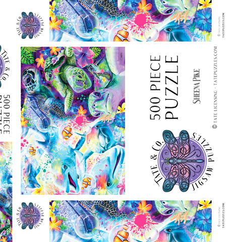 Darstellung des Puzzle Motivs Magische Delfine und Schildkröten - Sheena Pike Magical Dolphins and Turtles - Sheena Pike 500 Puzzle Schachtel 3D Modell