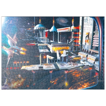 Darstellung des Puzzle Motivs puzzleplate Space Station Landing Bay - Anthony Christou 500 Puzzle