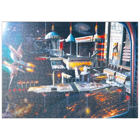 Darstellung des Puzzle Motivs Landebahn der Raumstation - Anthony Christou puzzleplate Space Station Landing Bay - Anthony Christou 500 Puzzle