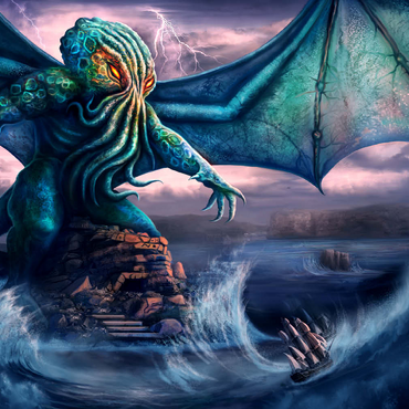 Darstellung des Puzzle Motivs Cthulu Lovecraft Horror - Anthony Christou 500 Puzzle 3D Modell