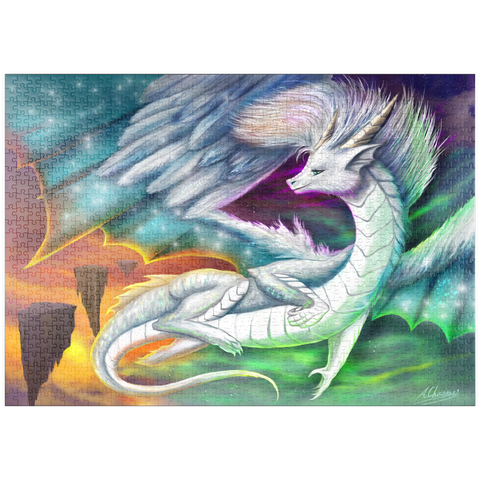 Darstellung des Puzzle Motivs Flauschiger süßer Drache - Anthony Christou puzzleplate Furry Cute dragon - Anthony Christou 1000 Puzzle