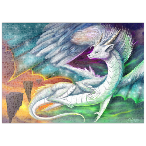 Darstellung des Puzzle Motivs Flauschiger süßer Drache - Anthony Christou puzzleplate Furry Cute dragon - Anthony Christou 500 Puzzle