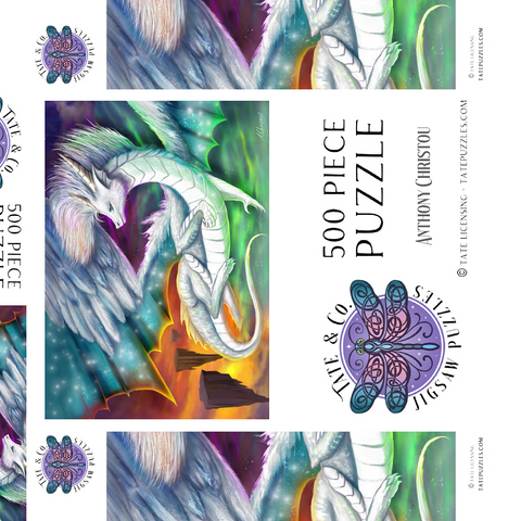 Darstellung des Puzzle Motivs Flauschiger süßer Drache - Anthony Christou Furry Cute dragon - Anthony Christou 500 Puzzle Schachtel 3D Modell