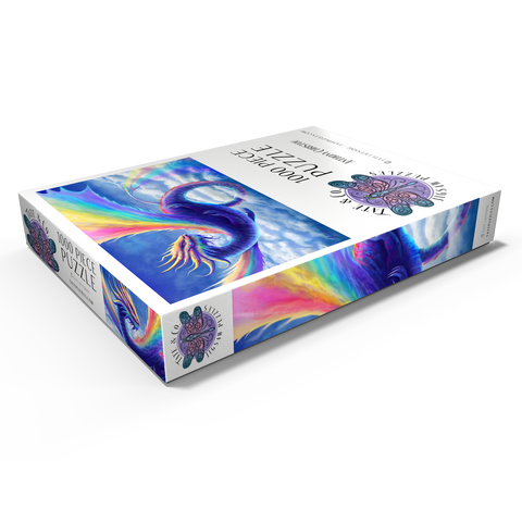 Darstellung des Puzzle Motivs Regenbogendrache - Anthony Christou Rainbow Dragon - Anthony Christou 1000 Puzzle Schachtel Ansicht1