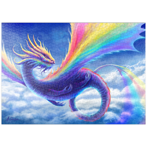 Darstellung des Puzzle Motivs Regenbogendrache - Anthony Christou puzzleplate Rainbow Dragon - Anthony Christou 1000 Puzzle