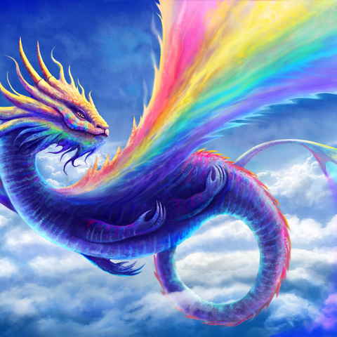 Darstellung des Puzzle Motivs Regenbogendrache - Anthony Christou Rainbow Dragon - Anthony Christou 1000 Puzzle 3D Modell