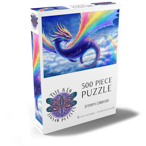 Darstellung des Puzzle Motivs Regenbogendrache - Anthony Christou Rainbow Dragon - Anthony Christou 500 Puzzle Schachtel Ansicht2