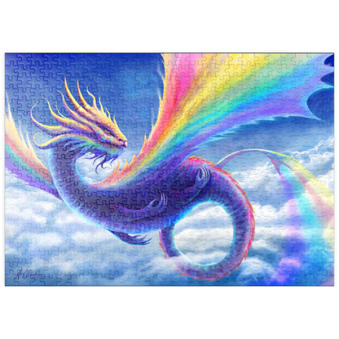 Darstellung des Puzzle Motivs Regenbogendrache - Anthony Christou puzzleplate Rainbow Dragon - Anthony Christou 500 Puzzle