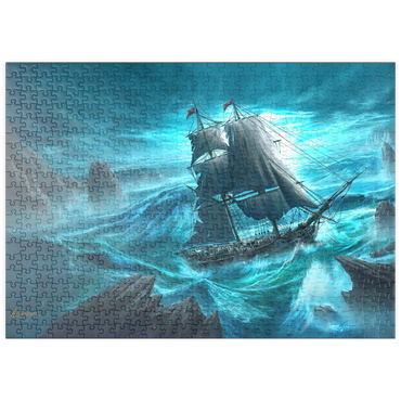 Darstellung des Puzzle Motivs puzzleplate Dangerous Seas Pirate Ship - Anthony Christou 500 Puzzle