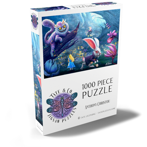 Darstellung des Puzzle Motivs Alice im Wunderland & Cheshire-Katze - Anthony Christou Alice in Wonderland & Cheshire Cat - Anthony Christou 1000 Puzzle Schachtel Ansicht2