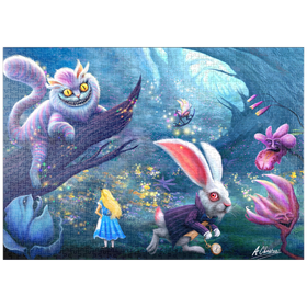 Darstellung des Puzzle-Motivs Alice im Wunderland & Cheshire-Katze - Anthony Christou – Puzzleteile: 1000