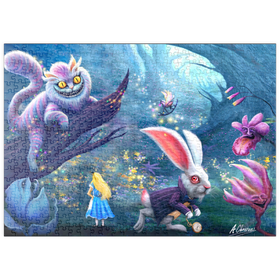 Darstellung des Puzzle-Motivs Alice im Wunderland & Cheshire-Katze - Anthony Christou – Puzzleteile: 500