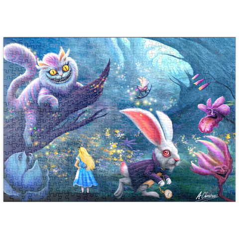 Darstellung des Puzzle Motivs Alice im Wunderland & Cheshire-Katze - Anthony Christou puzzleplate Alice in Wonderland & Cheshire Cat - Anthony Christou 500 Puzzle