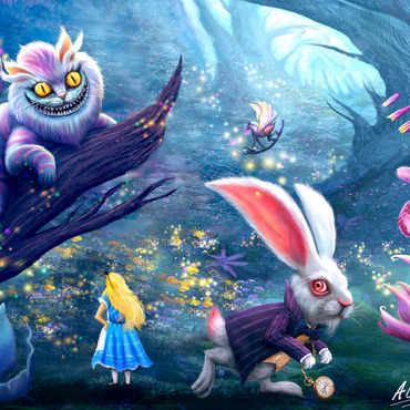 Darstellung des Puzzle Motivs Alice in Wonderland & Cheshire Cat - Anthony Christou 500 Puzzle 3D Modell