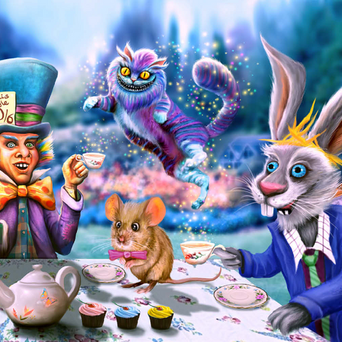 Darstellung des Puzzle Motivs Alice im Wunderland-Teeparty - Anthony Christou Alice in Wonderland Tea Party - Anthony Christou 500 Puzzle 3D Modell