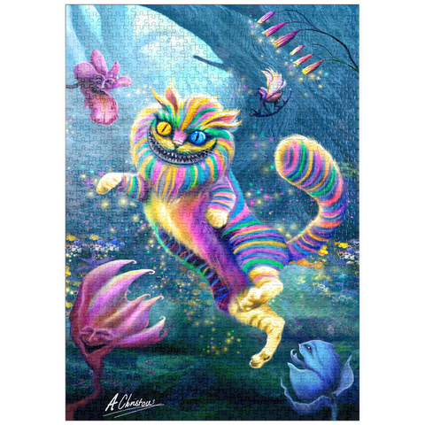 Darstellung des Puzzle Motivs Regenbogen-Cheshire-Katze, Alice im Wunderland - Anthony Christou puzzleplate Rainbow Cheshire Cat, Alice in Wonderland - Anthony Christou 1000 Puzzle