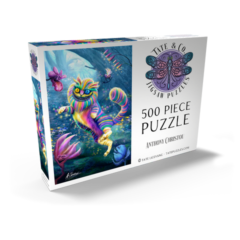 Darstellung des Puzzle Motivs Regenbogen-Cheshire-Katze, Alice im Wunderland - Anthony Christou Rainbow Cheshire Cat, Alice in Wonderland - Anthony Christou 500 Puzzle Schachtel Ansicht2