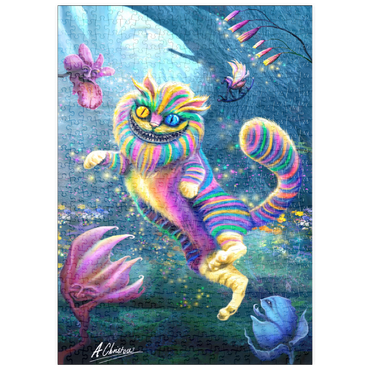 Darstellung des Puzzle Motivs puzzleplate Rainbow Cheshire Cat, Alice in Wonderland - Anthony Christou 500 Puzzle